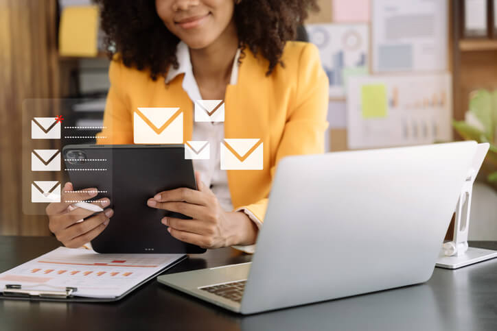 A digital marketing diploma working at a desk