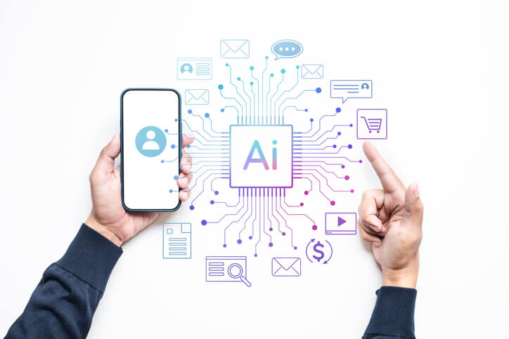 A concept image showing AI in digital marketing